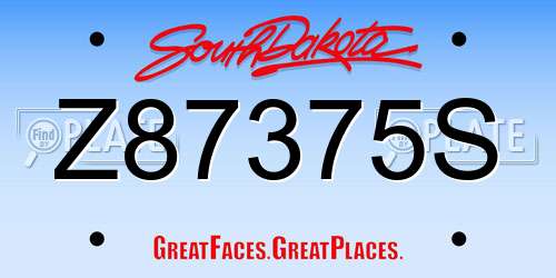 Z87375S South Dakota License Plate