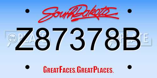 Z87378B South Dakota License Plate