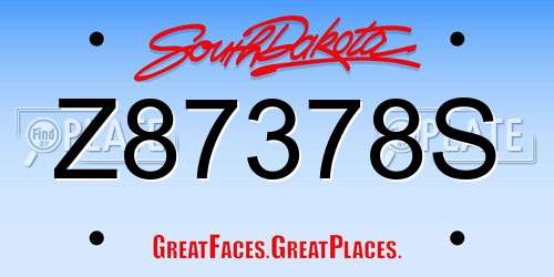 Z87378S South Dakota License Plate