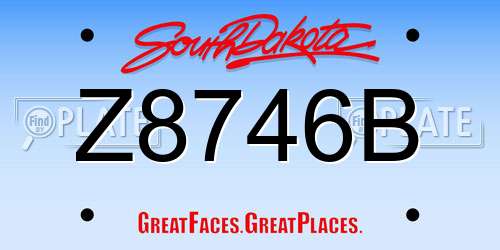 Z8746B South Dakota License Plate