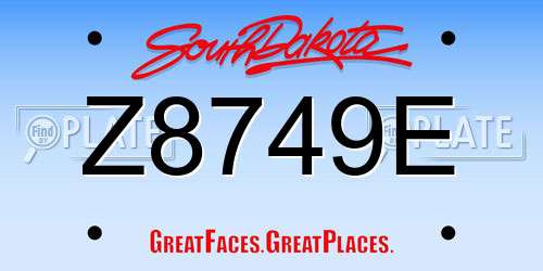 Z8749E South Dakota License Plate