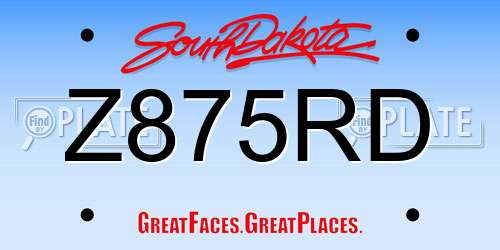 Z875RD South Dakota License Plate