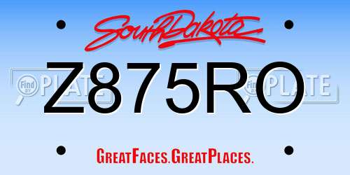 Z875RO South Dakota License Plate