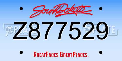 Z877529 South Dakota License Plate