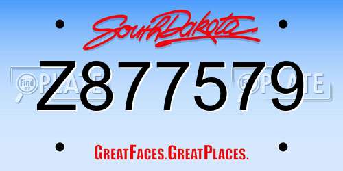 Z877579 South Dakota License Plate