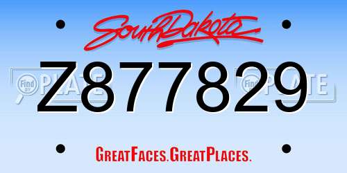 Z877829 South Dakota License Plate