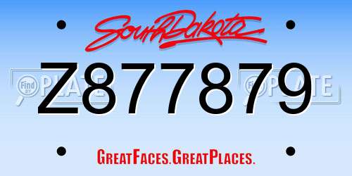 Z877879 South Dakota License Plate