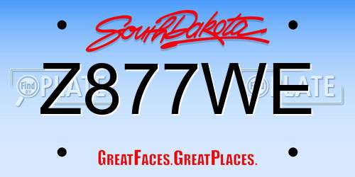 Z877WE South Dakota License Plate