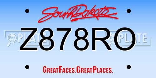Z878RO South Dakota License Plate