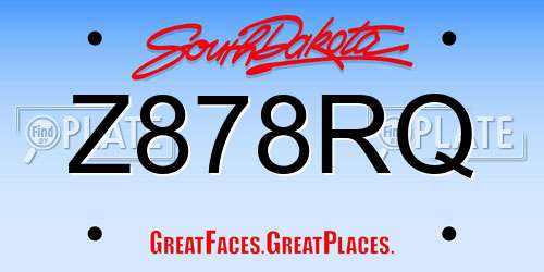 Z878RQ South Dakota License Plate