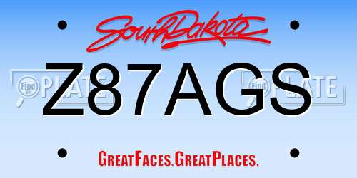 Z87AGS South Dakota License Plate