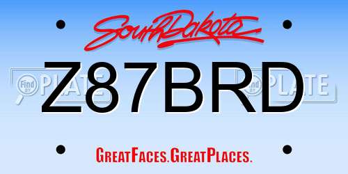 Z87BRD South Dakota License Plate