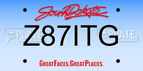 Z87ITG South Dakota License Plate