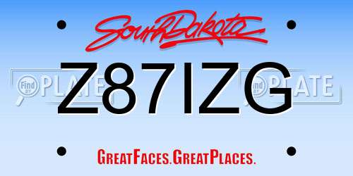 Z87IZG South Dakota License Plate