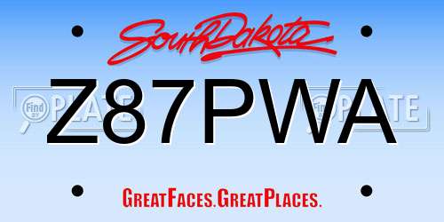 Z87PWA South Dakota License Plate