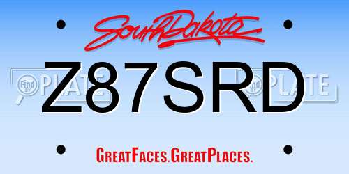 Z87SRD South Dakota License Plate