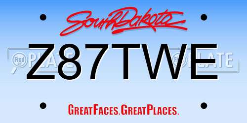 Z87TWE South Dakota License Plate