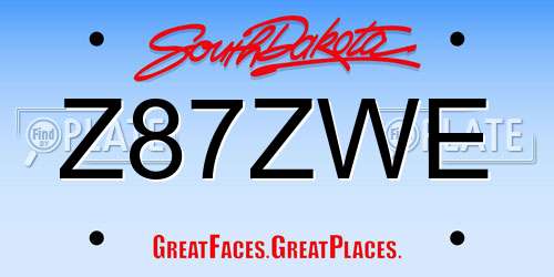 Z87ZWE South Dakota License Plate