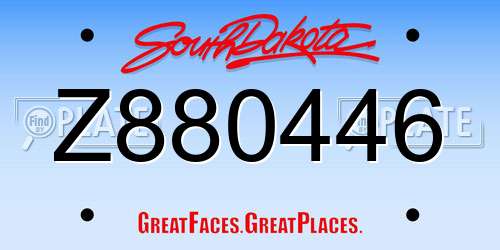 Z880446 South Dakota License Plate