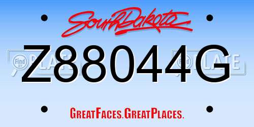 Z88044G South Dakota License Plate
