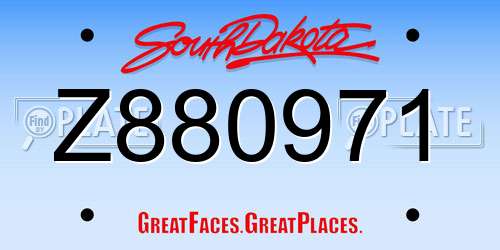 Z880971 South Dakota License Plate