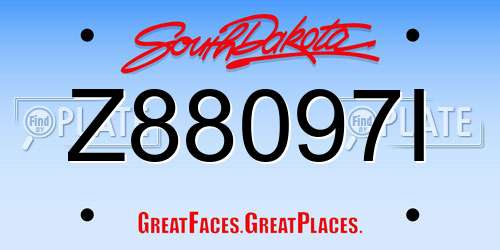 Z88097I South Dakota License Plate