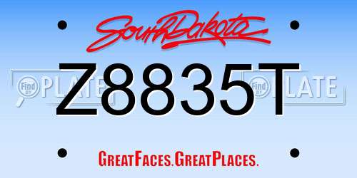 Z8835T South Dakota License Plate