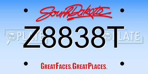 Z8838T South Dakota License Plate