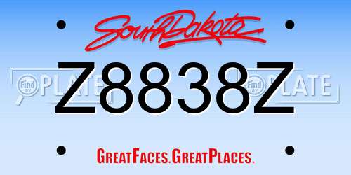 Z8838Z South Dakota License Plate