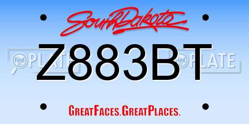 Z883BT South Dakota License Plate
