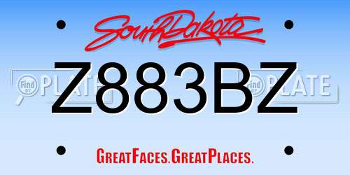 Z883BZ South Dakota License Plate