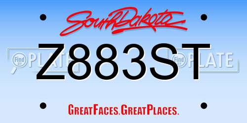 Z883ST South Dakota License Plate