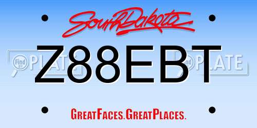 Z88EBT South Dakota License Plate