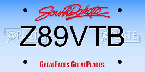 Z89VTB South Dakota License Plate