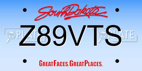 Z89VTS South Dakota License Plate