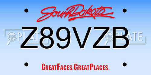 Z89VZB South Dakota License Plate