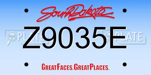 Z9035E South Dakota License Plate