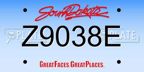 Z9038E South Dakota License Plate