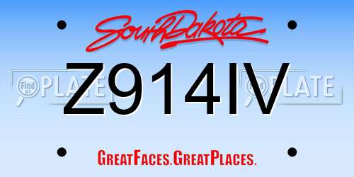 Z914IV South Dakota License Plate