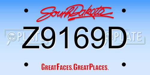 Z9169D South Dakota License Plate