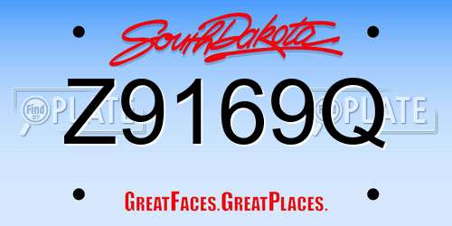 Z9169Q South Dakota License Plate