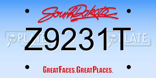 Z9231T South Dakota License Plate