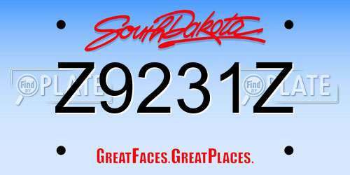 Z9231Z South Dakota License Plate