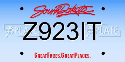 Z923IT South Dakota License Plate
