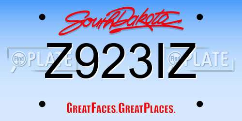 Z923IZ South Dakota License Plate