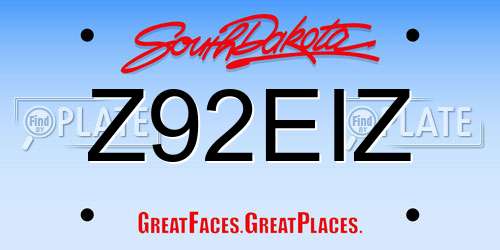 Z92EIZ South Dakota License Plate