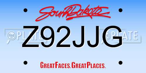 Z92JJG South Dakota License Plate