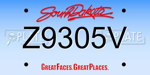 Z9305V South Dakota License Plate