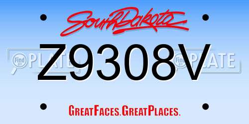 Z9308V South Dakota License Plate