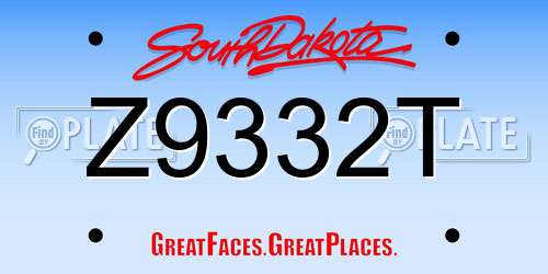 Z9332T South Dakota License Plate